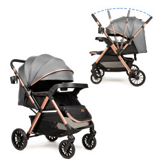 Прогулянкова коляска з перекидною ручкою Ninos Maxi 2, Dark Grey Gold