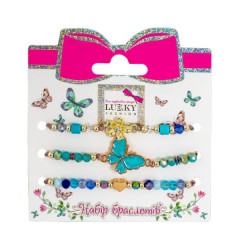 Набір Lukky Fashion з 3 браслетів з блакитними метеликами